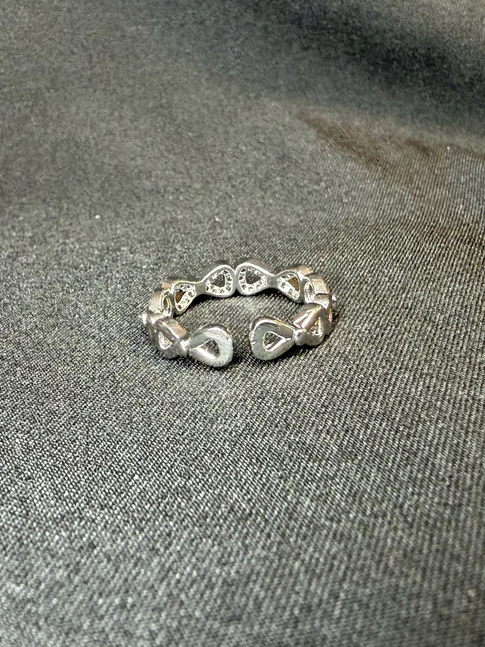 Silver-Tone Pavé Open Heart Infinity Band Ring
